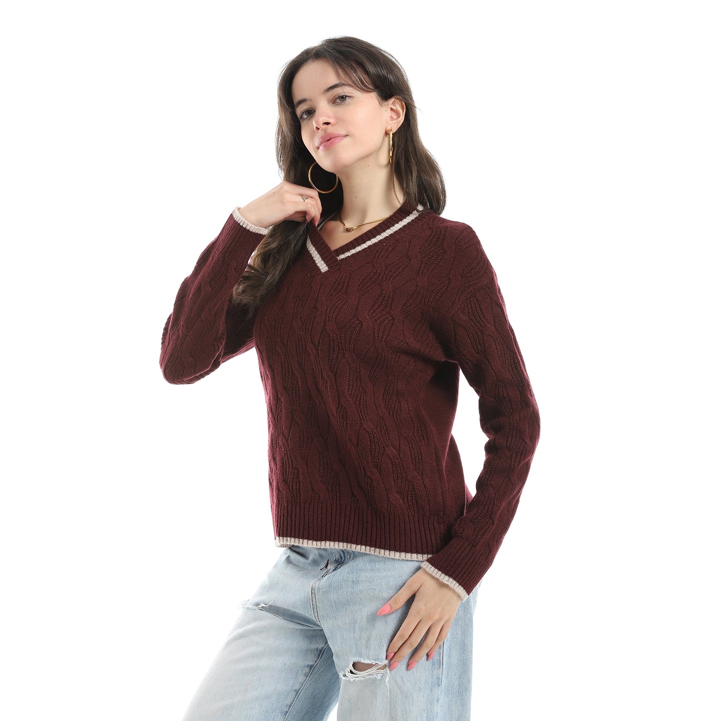 Women's V-Neck Knit Sweater