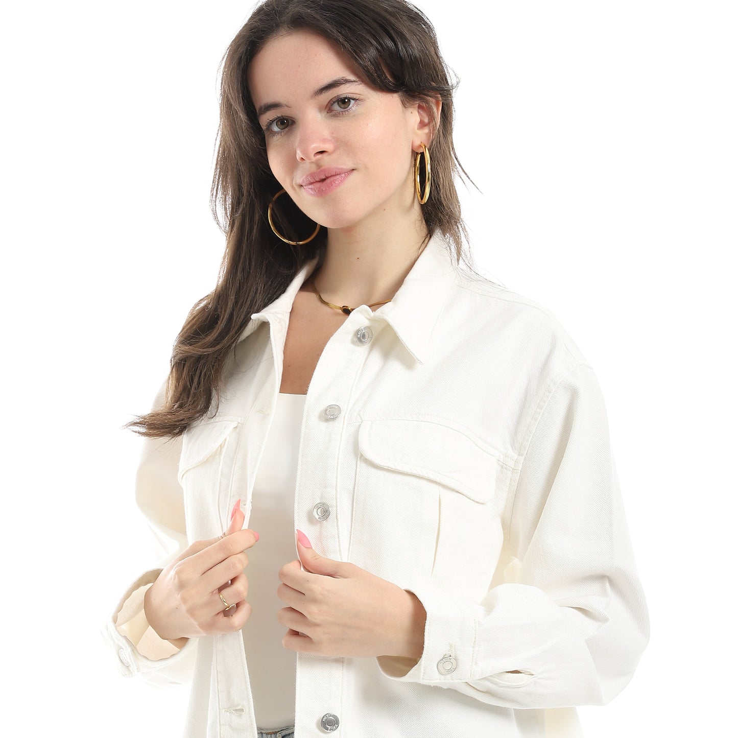 Women's Twill Overshirt With Two  Front Pockets