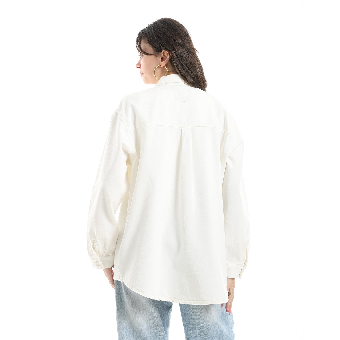 Women's Twill Overshirt With Two  Front Pockets