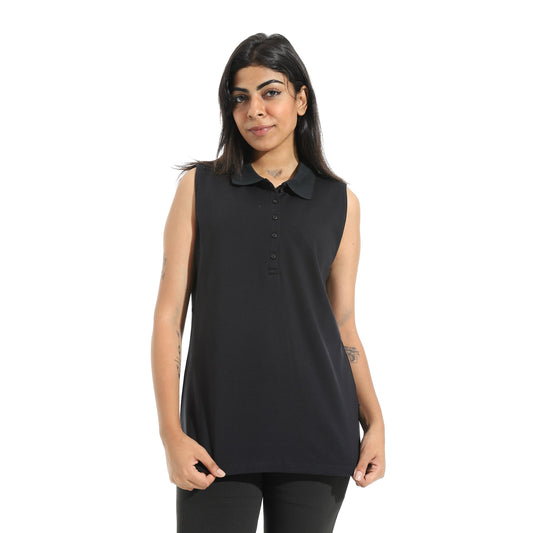 Women's Sleeveless Cotton Polo Shirt