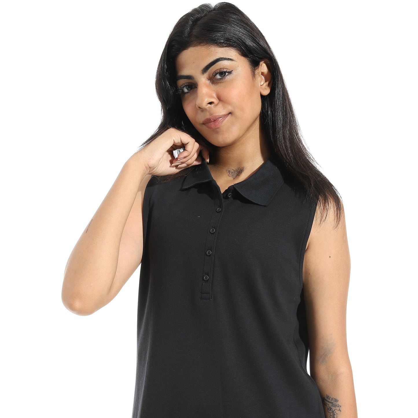 Women's Sleeveless Cotton Polo Shirt