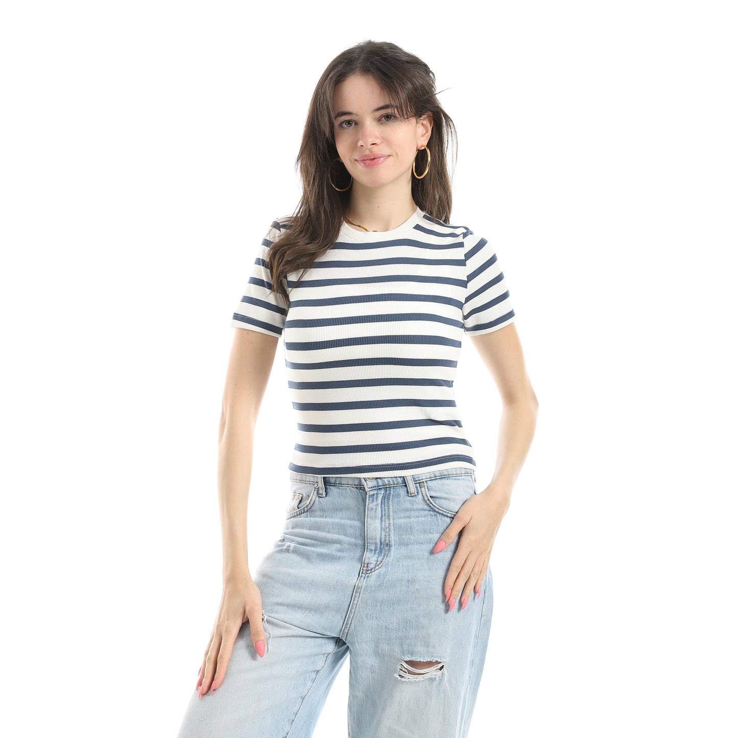 Women's Crew Neck Striped T-Shirt