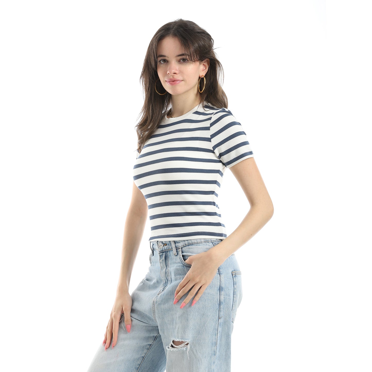 Women's Crew Neck Striped T-Shirt