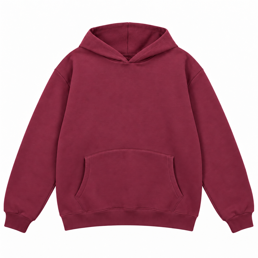 Men's Plain Hoodie | 26052201 - BURGUNDY flat product image