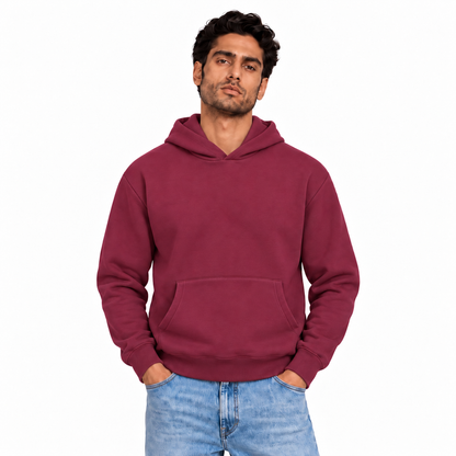 Men's Plain Hoodie | 26052201 - BURGUNDY model image
