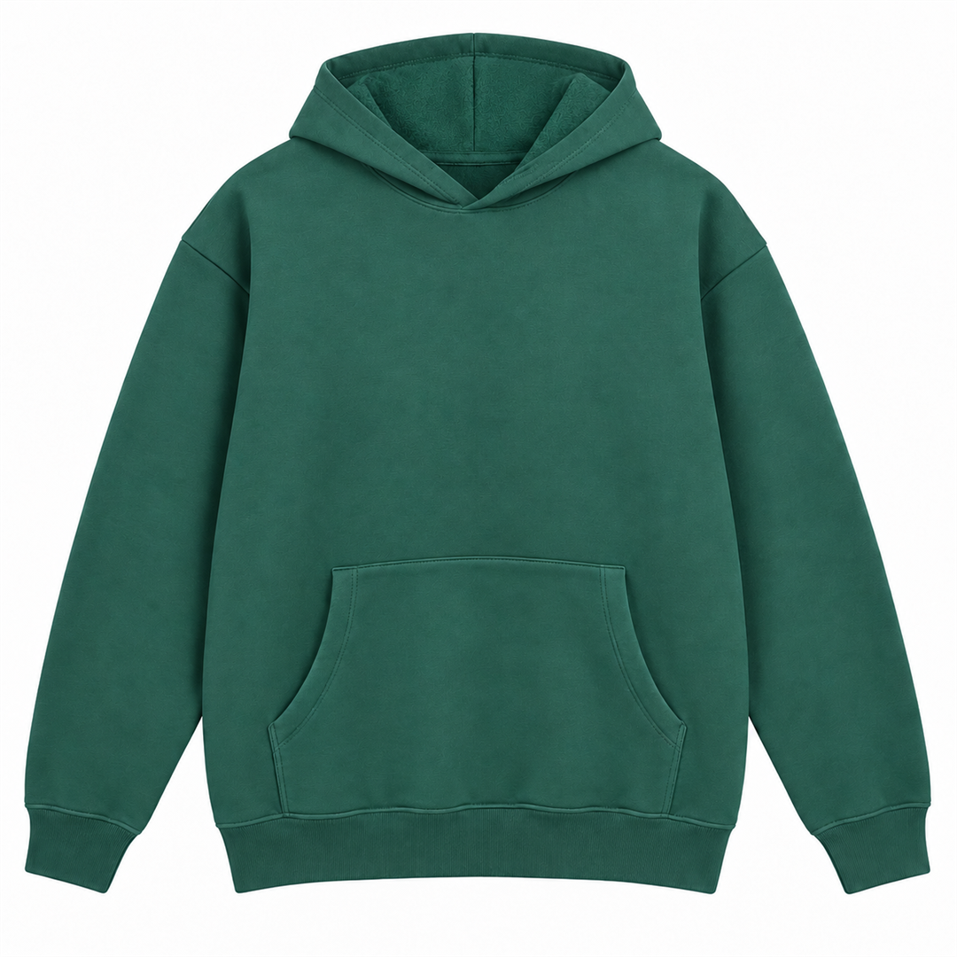 Men's Plain Hoodie | 26052201 - DARKGREEN flat product image