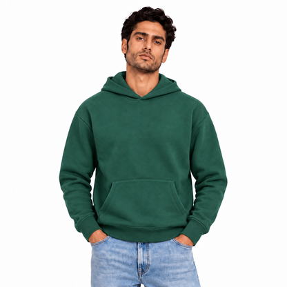 Men's Plain Hoodie | 26052201 - DARKGREEN model image