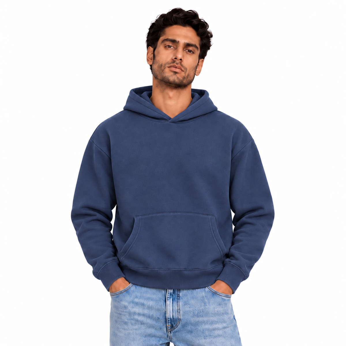 Men's Plain Hoodie | 26052201 - NAVY model image