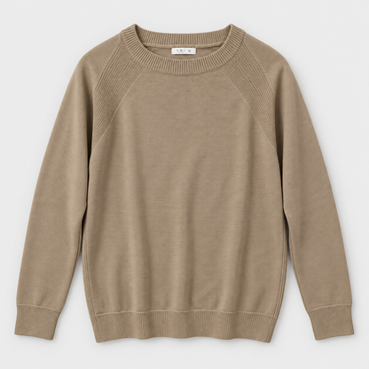 Men Crew Neck Knit Pullover in Coffee - flat product view