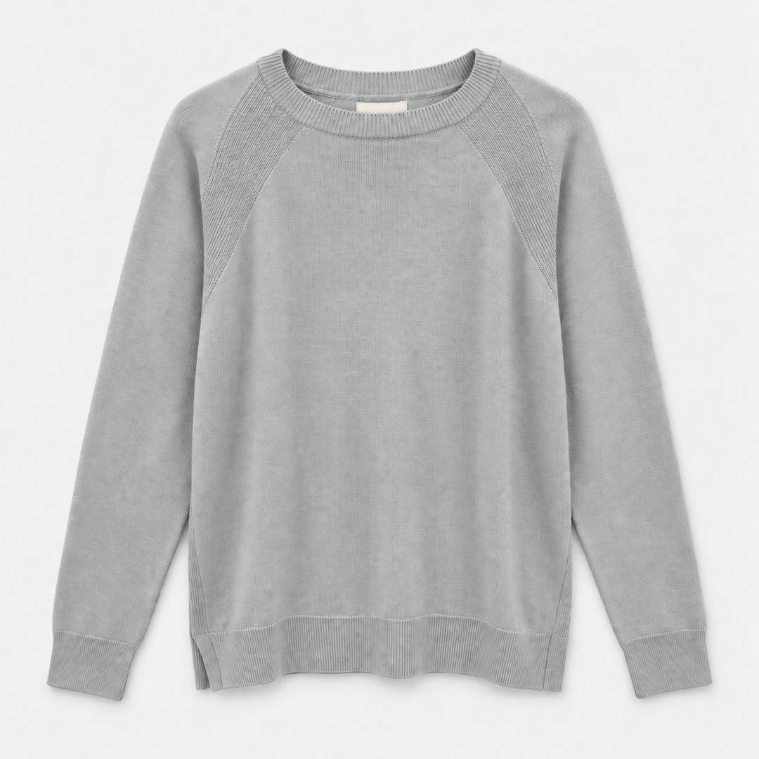 Men Crew Neck Knit Pullover in Light Gray - flat product view