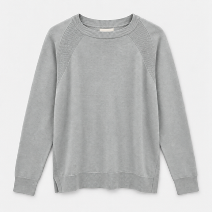 Men Crew Neck Knit Pullover in Light Gray - flat product view