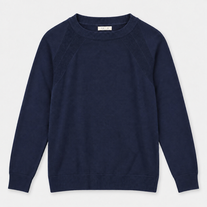 Men Crew Neck Knit Pullover in Navy - flat product view