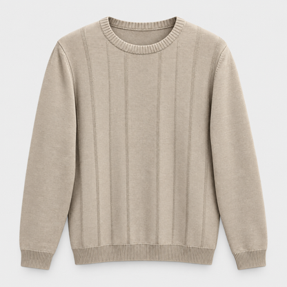 Men Crew Neck Knit Pullover in Beige - flat product view