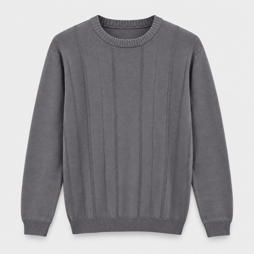 Men Crew Neck Knit Pullover in Gray - flat product view