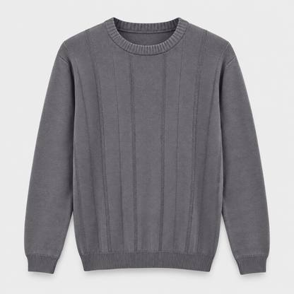 Men Crew Neck Knit Pullover in Gray - flat product view