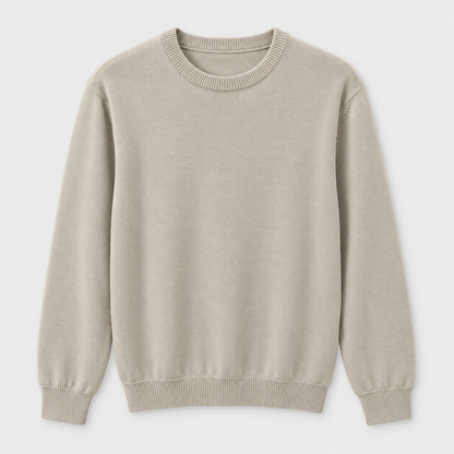 Men Crew Neck Knit Pullover in Beige - flat product view