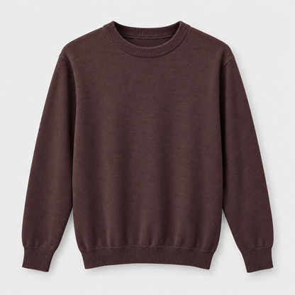 Men Crew Neck Knit Pullover in Brown - flat product view