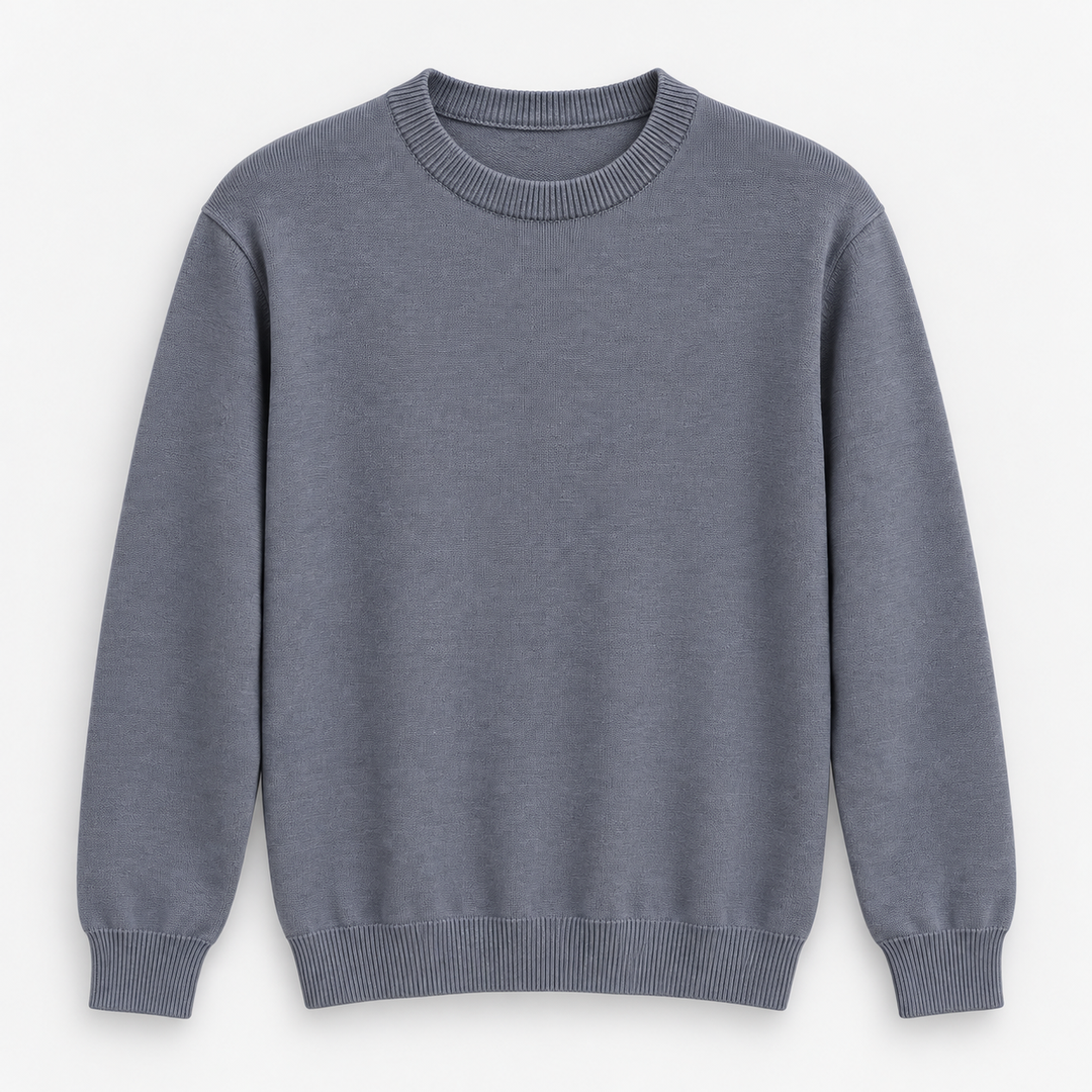 Men Crew Neck Knit Pullover in Gray - flat product view