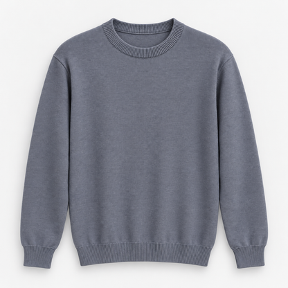 Men Crew Neck Knit Pullover in Gray - flat product view