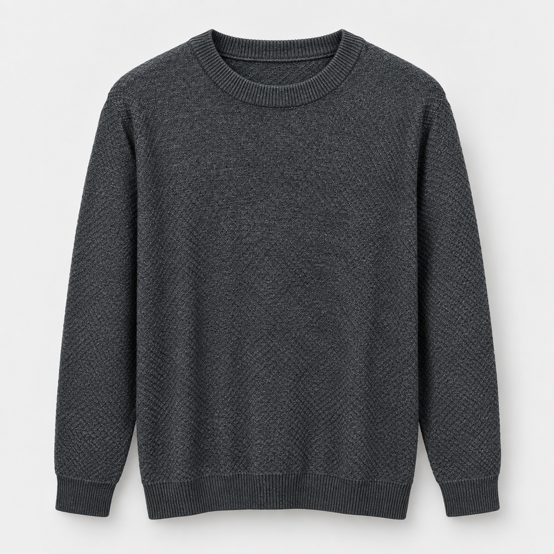 Men's Diamond Textured Crew Neck Pullover product view