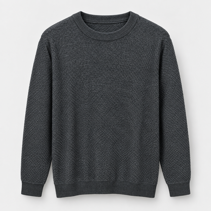 Men's Diamond Textured Crew Neck Pullover product view