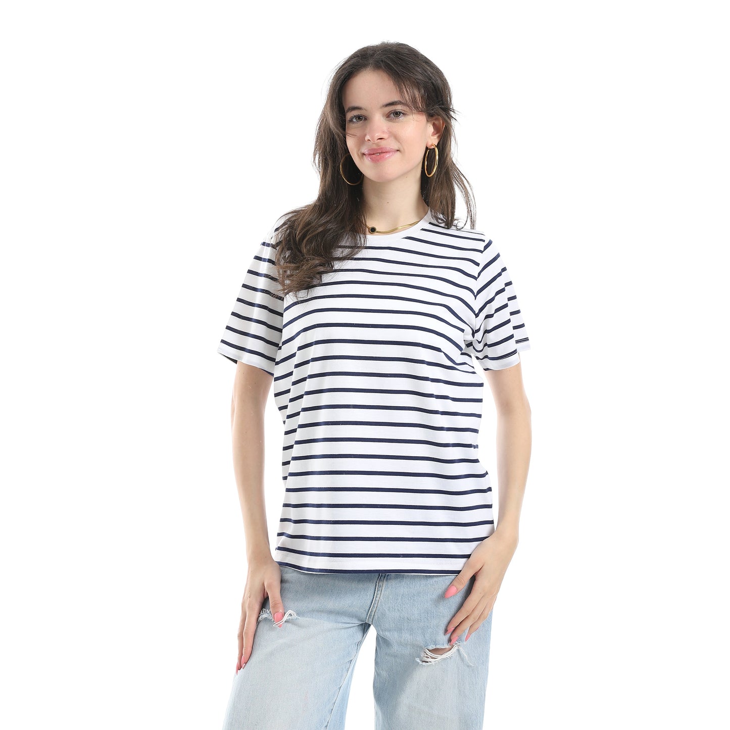 Women'sCrew Neck Striped T-Shirt