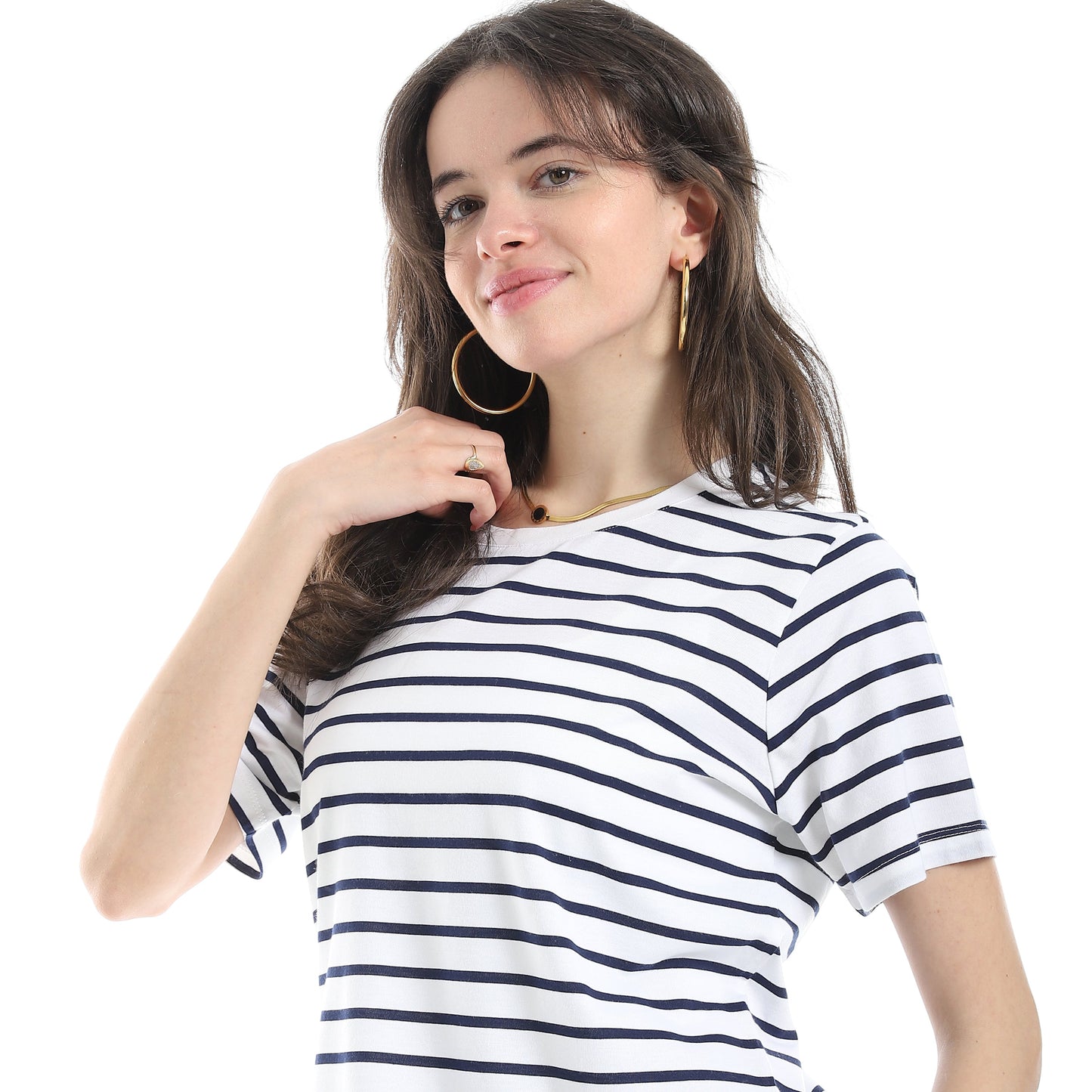 Women'sCrew Neck Striped T-Shirt