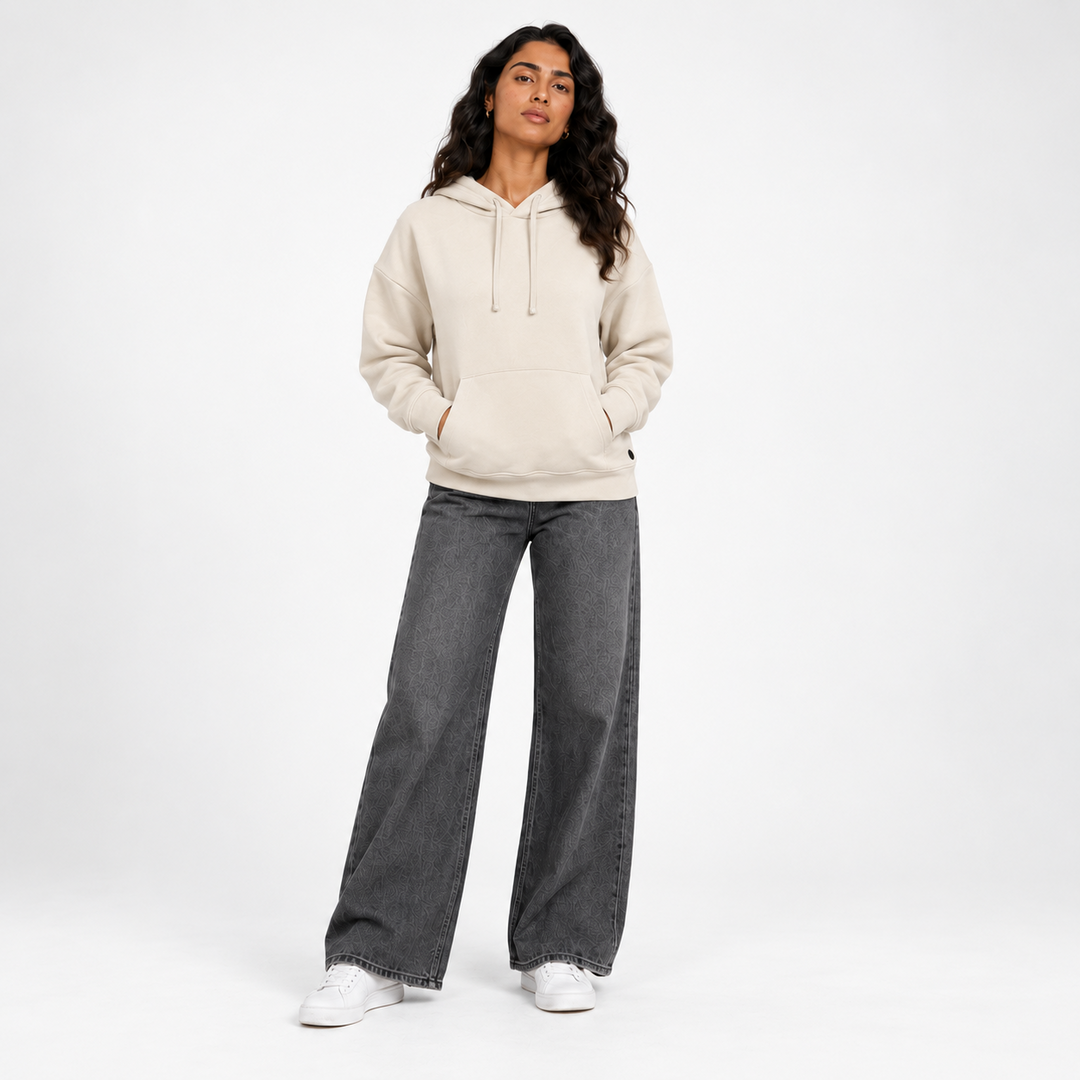 Women’s Plain Kangaroo-Pocket Hoodie – 26272102