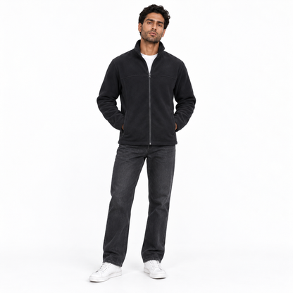 Men's black full-zip fleece jacket 26272201 on model