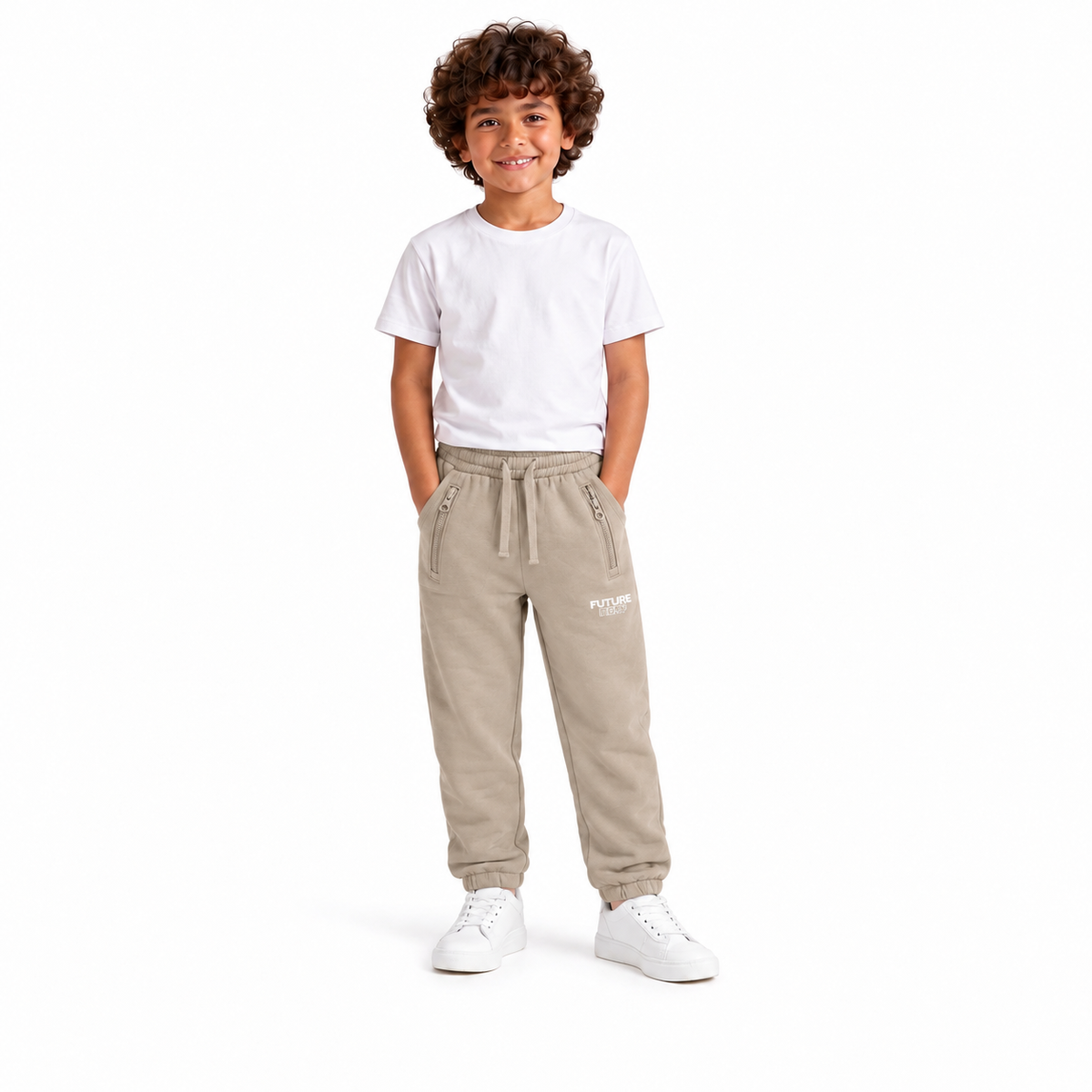 Junior Boys' Printed Zip Pocket Joggers | 26502309 - BEIGE model image