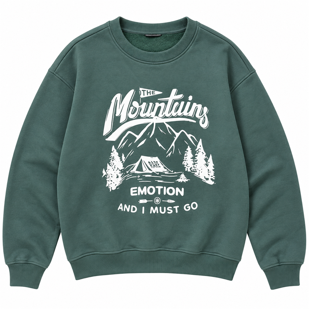 Men's Mountain Graphic Crewneck Sweatshirt | 26612202 - KHAKI flat product image