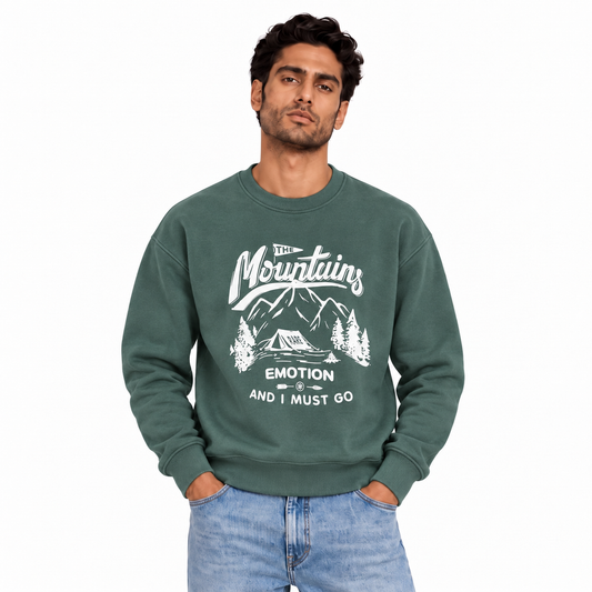Men's Mountain Graphic Crewneck Sweatshirt | 26612202 - KHAKI model image