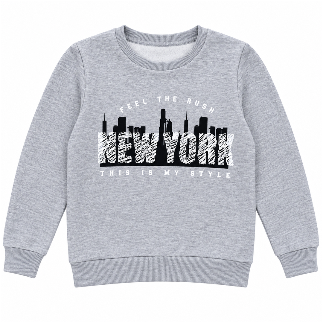 Boys' New York Graphic Crewneck Sweatshirt | 26612305 - GREYMELANG flat product image