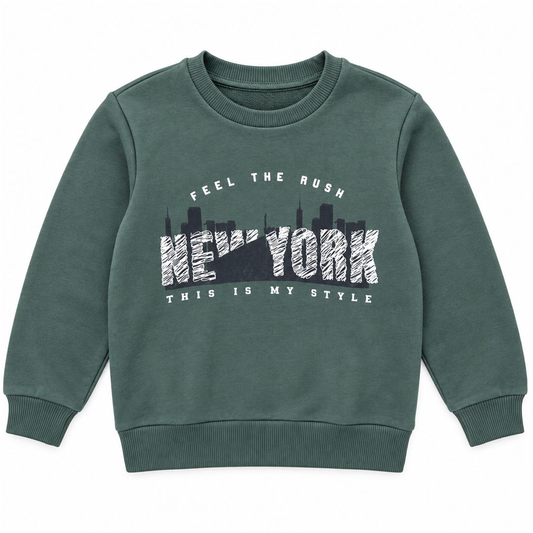 Boys' New York Graphic Crewneck Sweatshirt | 26612305 - KHAKI flat product image
