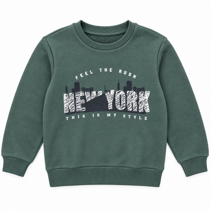 Boys' New York Graphic Crewneck Sweatshirt | 26612305 - KHAKI flat product image