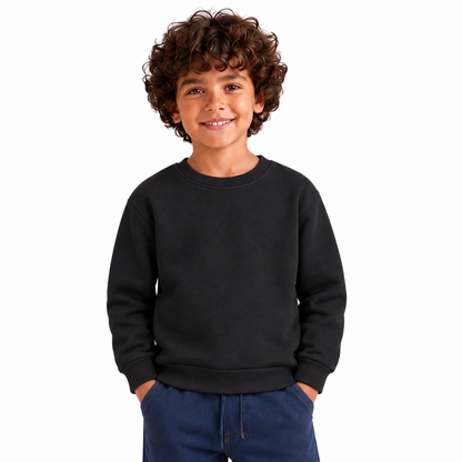 Boys' Plain Crewneck Sweatshirt | 26612308 - BLACK model image