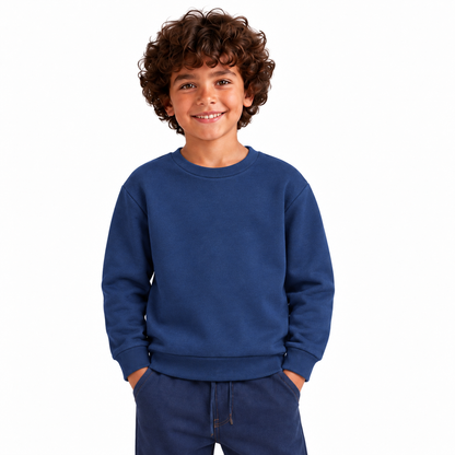 Boys' Plain Crewneck Sweatshirt | 26612308 - NAVY model image