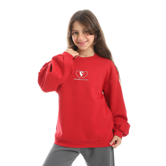 Girls Melton Printed Sweatshirt