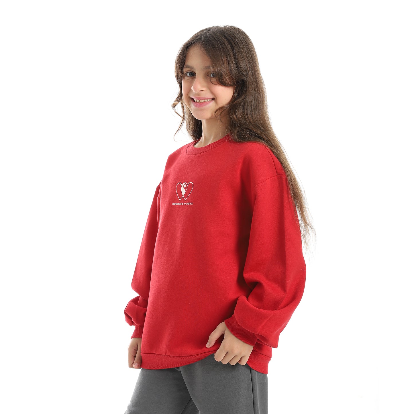Girls Melton Printed Sweatshirt