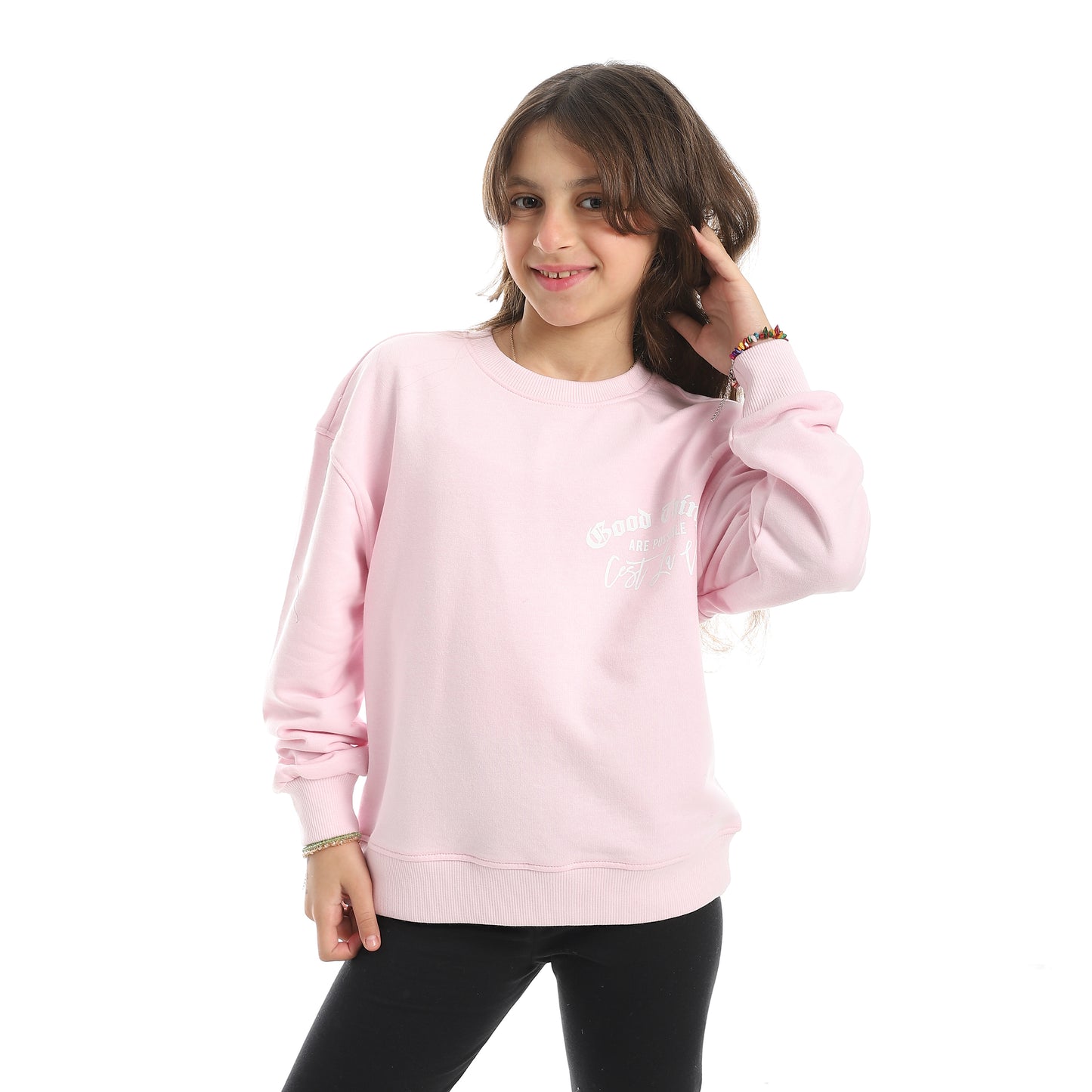 Girls Melton Printed Sweatshirt