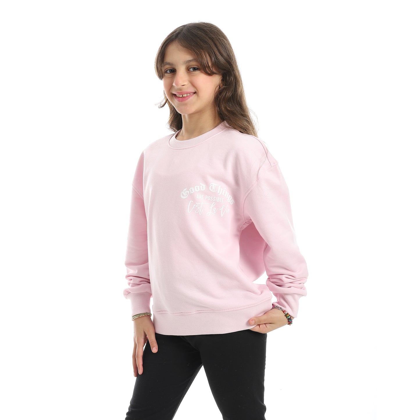 Girls Melton Printed Sweatshirt