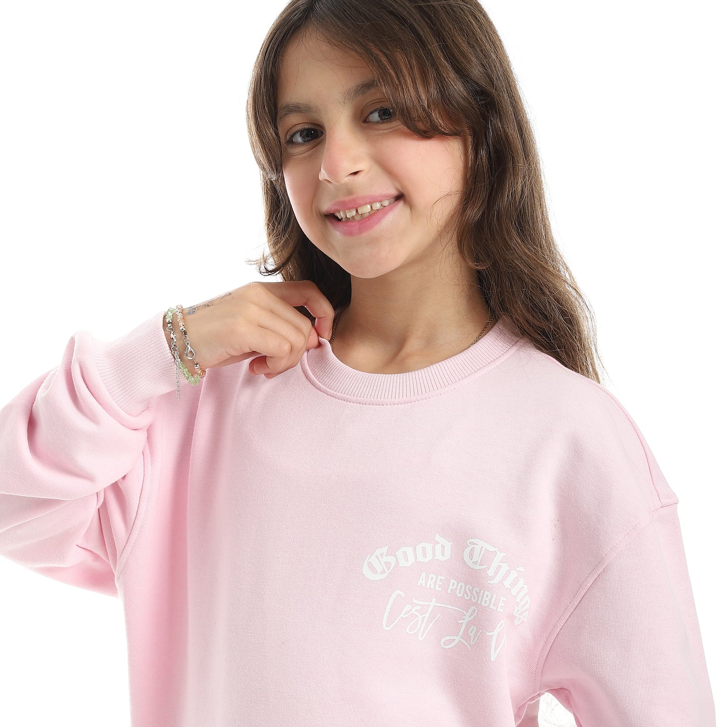 Girls Melton Printed Sweatshirt