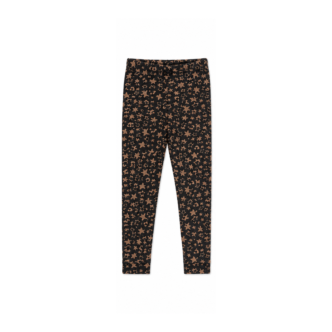 Girls cotton printed leggings in dark gray star design