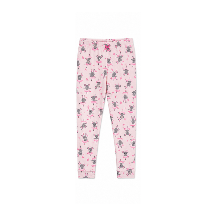 Girls cotton printed leggings in rose bunny design