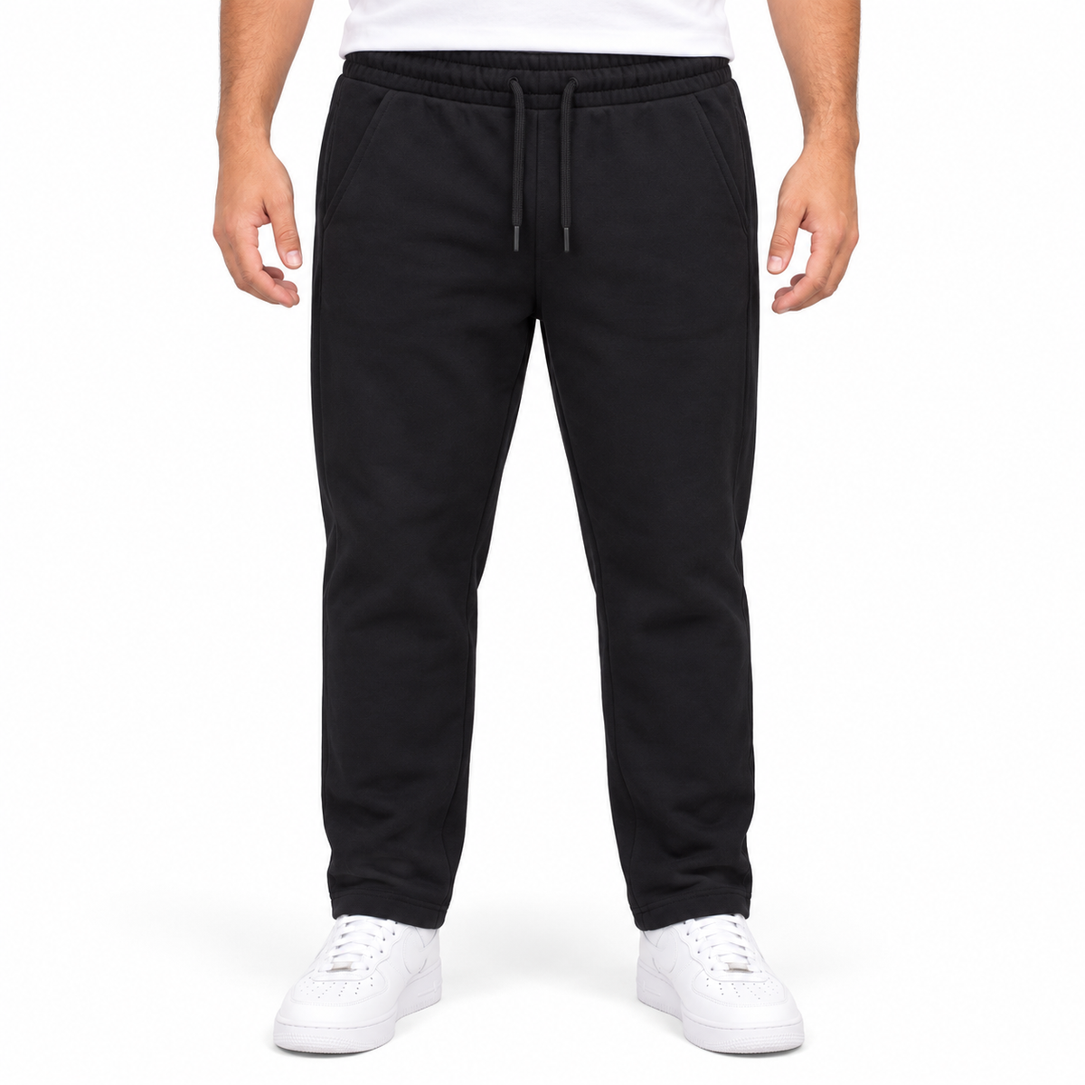 Men's black drawstring sweatpants | بنطلون رياضي رجالي أسود برباط