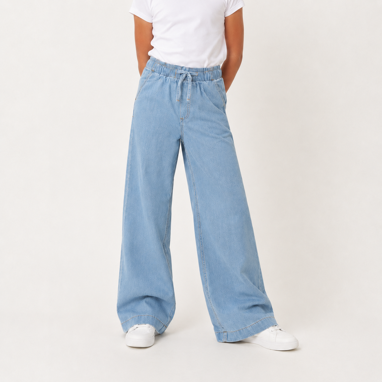 Girls sky blue jeans cropped product view