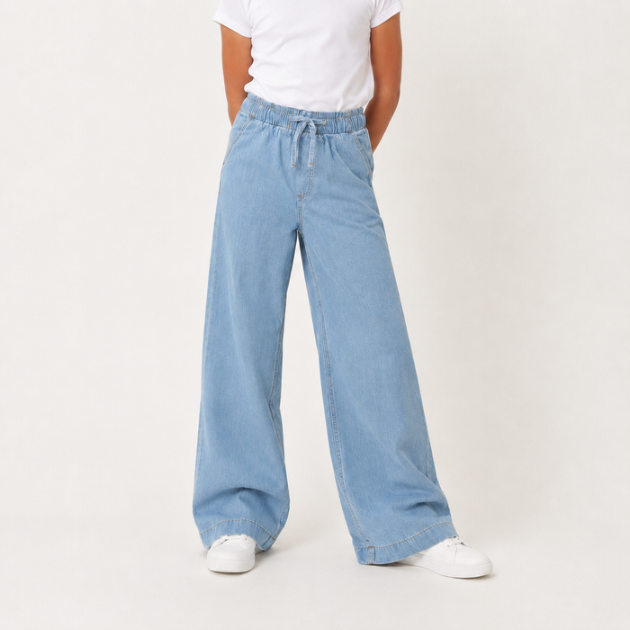 Girls sky blue jeans cropped product view