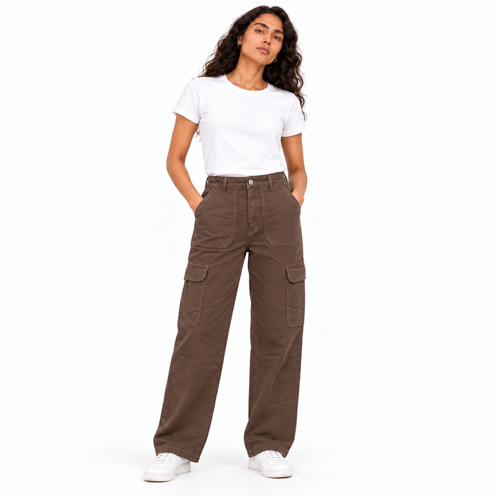 Women's cargo pants, brown | بنطلون كارجو حريمي بني