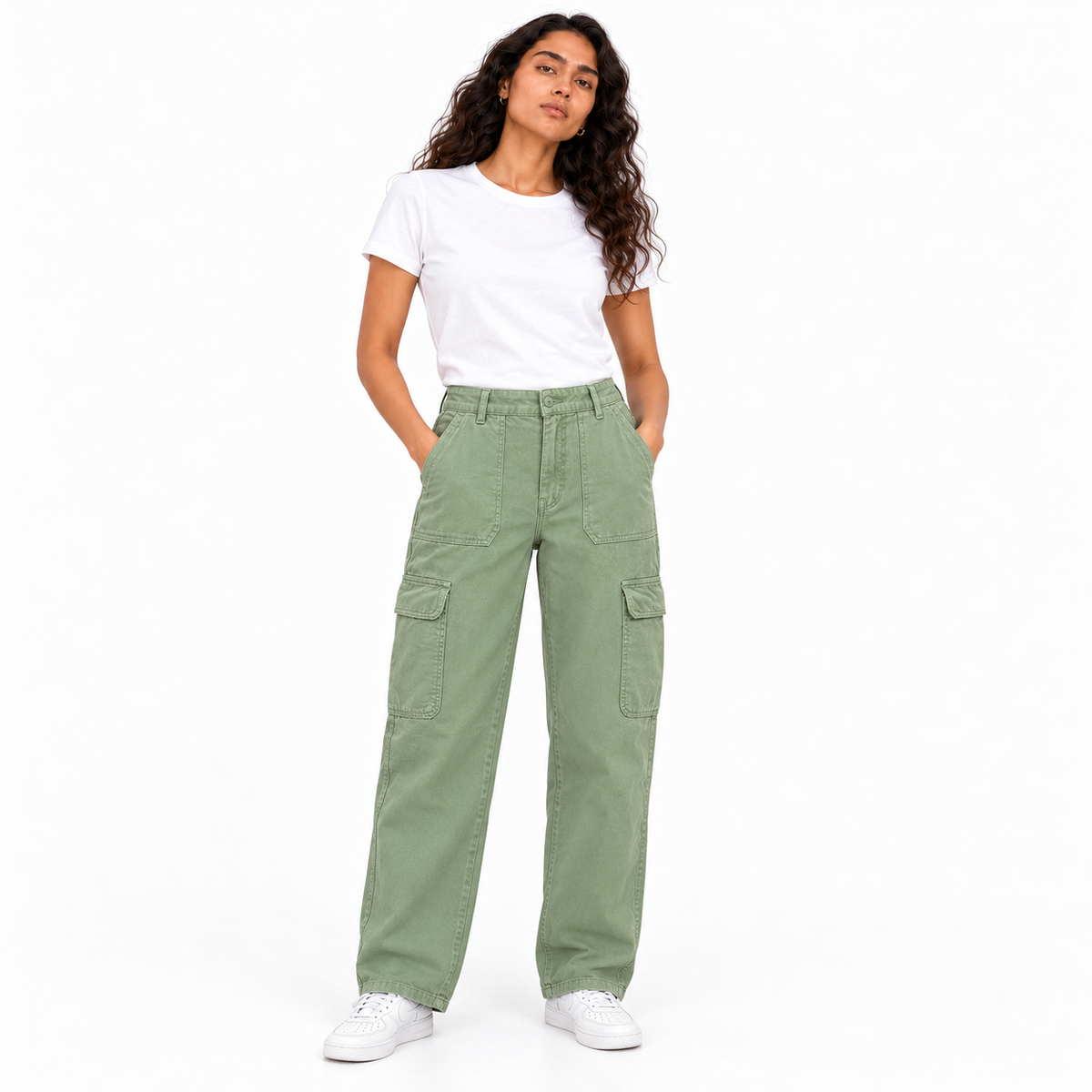 Women's cargo pants, mint | بنطلون كارجو حريمي مينت