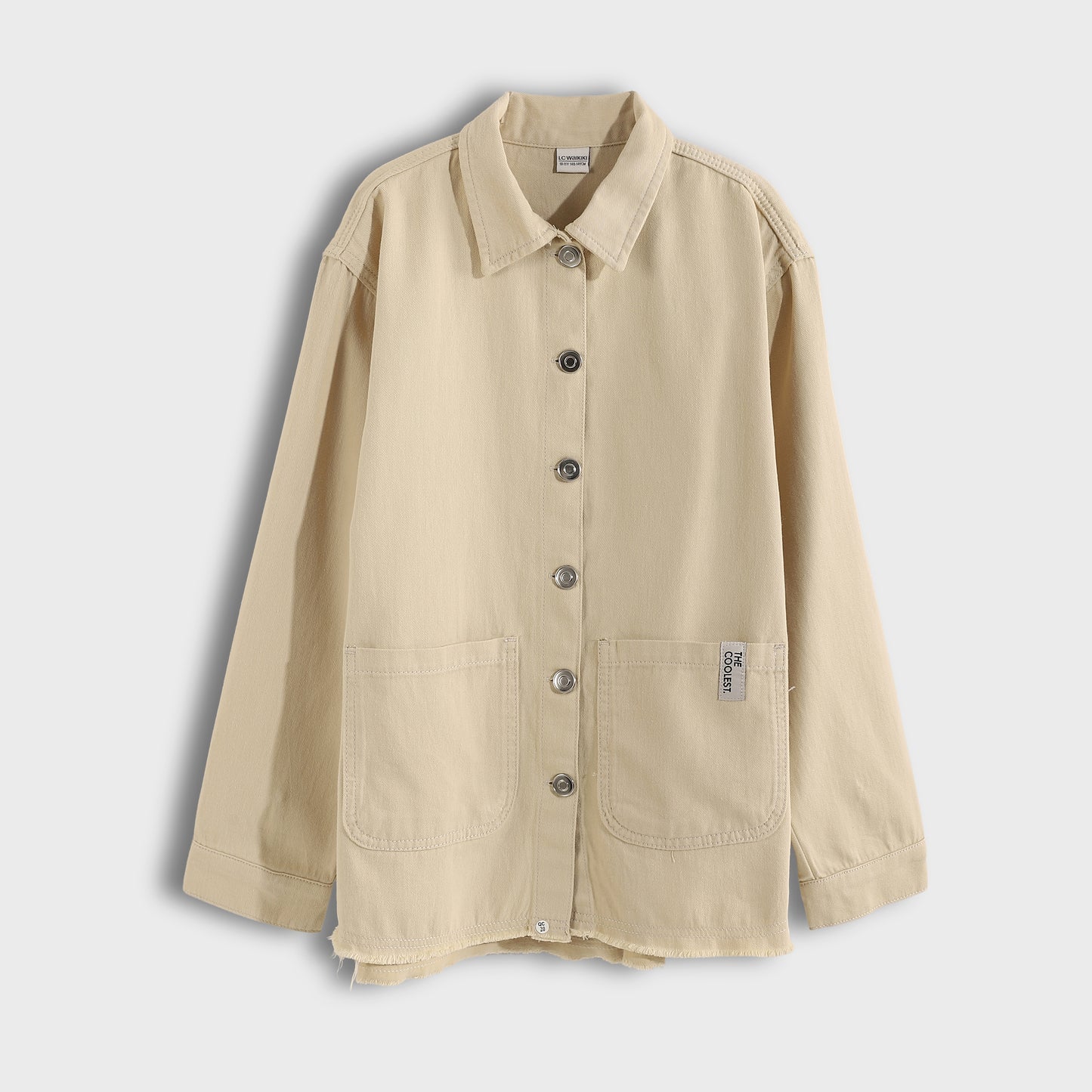 Girls Twill Overshirt With Two Front Pockets